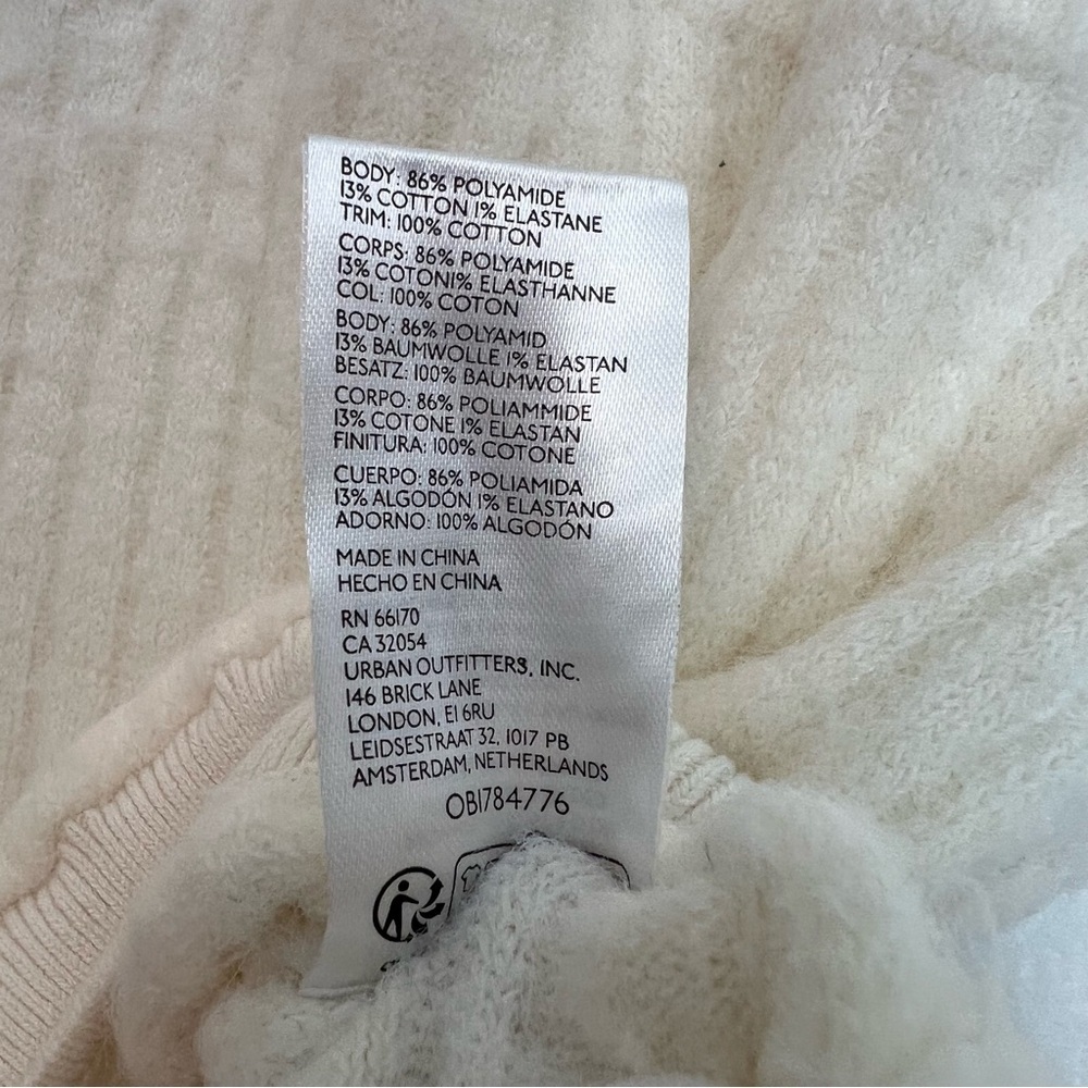 Free People Keep Me Warm Cable Knit Bodysuit Coconut Milk Ivory Small Cozy Fuzzy - Picture 7 of 8